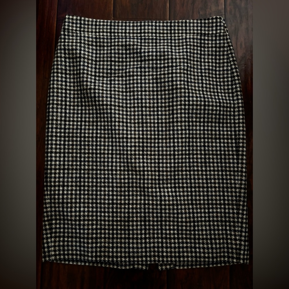 J. Crew Black and blue Houndstooth Pencil Skirt
